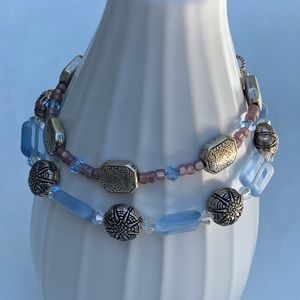 Set of Sterling Silver Art Glass Stacking Bracelets